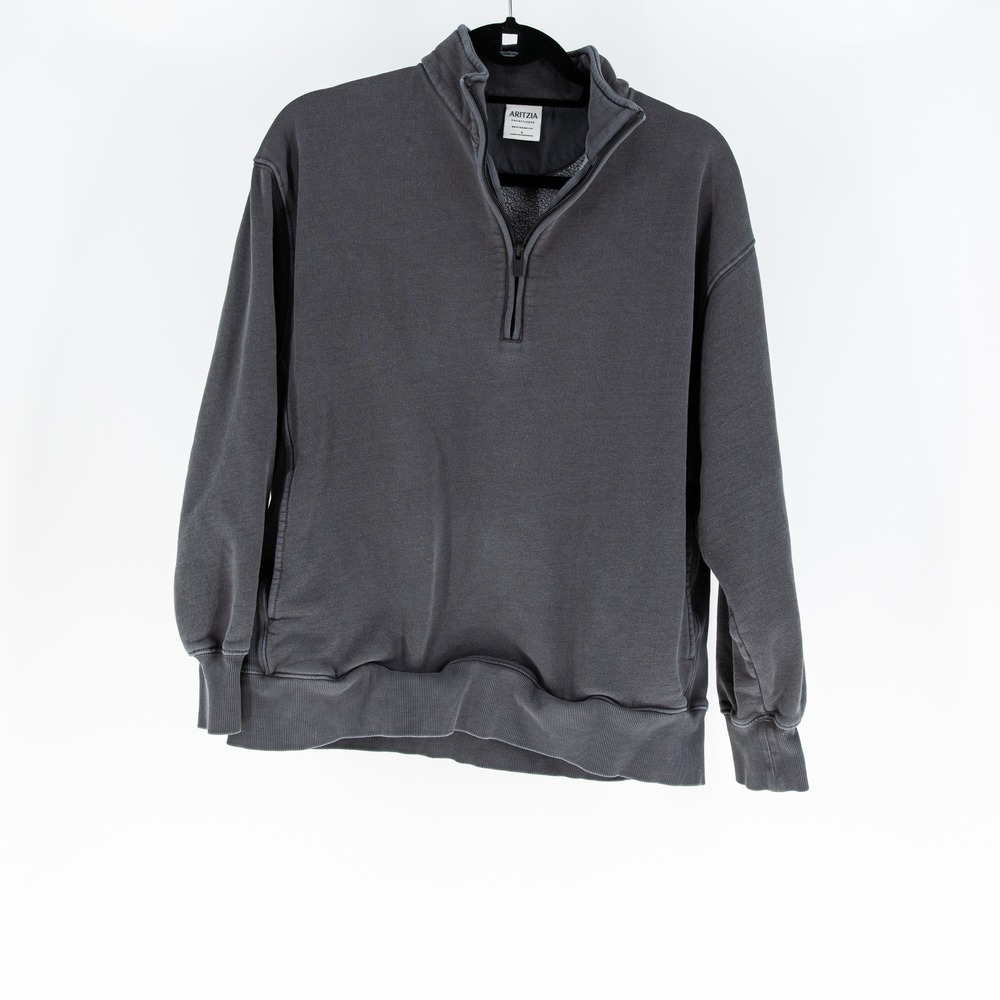 Aritzia Women's Sweatfleece Boyfriend Fit 1/2 Zip Pullover Cotton Sweatshirt S